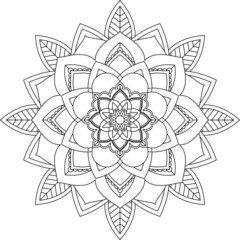 Easy Mandala coloring book simple and basic for beginners, seniors and children. Set of Mehndi flower pattern for Henna drawing and tattoo. Decoration in ethnic oriental, Indian style.