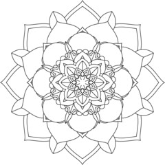 Easy Mandala coloring book simple and basic for beginners, seniors and children. Set of Mehndi flower pattern for Henna drawing and tattoo. Decoration in ethnic oriental, Indian style.