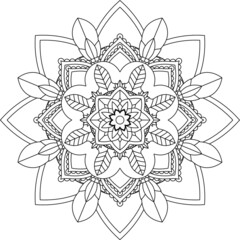 Easy Mandala coloring book simple and basic for beginners, seniors and children. Set of Mehndi flower pattern for Henna drawing and tattoo. Decoration in ethnic oriental, Indian style.