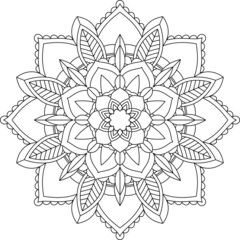 Easy Mandala coloring book simple and basic for beginners, seniors and children. Set of Mehndi flower pattern for Henna drawing and tattoo. Decoration in ethnic oriental, Indian style.
