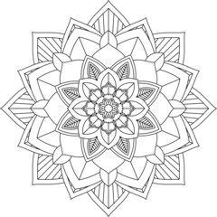 Easy Mandala coloring book simple and basic for beginners, seniors and children. Set of Mehndi flower pattern for Henna drawing and tattoo. Decoration in ethnic oriental, Indian style.
