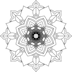 Easy Mandala coloring book simple and basic for beginners, seniors and children. Set of Mehndi flower pattern for Henna drawing and tattoo. Decoration in ethnic oriental, Indian style.