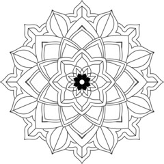Easy Mandala coloring book simple and basic for beginners, seniors and children. Set of Mehndi flower pattern for Henna drawing and tattoo. Decoration in ethnic oriental, Indian style.