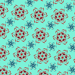  Red abstract patterns on the blue background