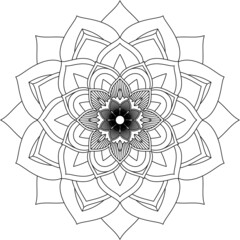 Easy Mandala coloring book simple and basic for beginners, seniors and children. Set of Mehndi flower pattern for Henna drawing and tattoo. Decoration in ethnic oriental, Indian style.