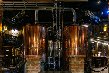 Craft beer production line in private microbrewery