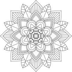 Easy Mandala coloring book simple and basic for beginners, seniors and children. Set of Mehndi flower pattern for Henna drawing and tattoo. Decoration in ethnic oriental, Indian style.