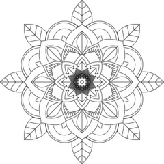 Easy Mandala coloring book simple and basic for beginners, seniors and children. Set of Mehndi flower pattern for Henna drawing and tattoo. Decoration in ethnic oriental, Indian style.