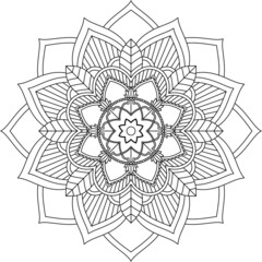Easy Mandala coloring book simple and basic for beginners, seniors and children. Set of Mehndi flower pattern for Henna drawing and tattoo. Decoration in ethnic oriental, Indian style.