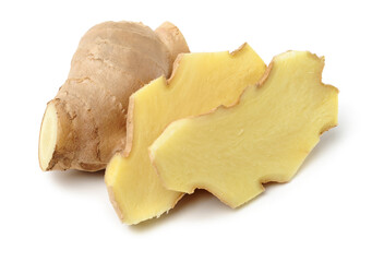 fresh ginger on white background