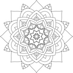 Fototapeta premium Easy Mandala coloring book simple and basic for beginners, seniors and children. Set of Mehndi flower pattern for Henna drawing and tattoo. Decoration in ethnic oriental, Indian style.