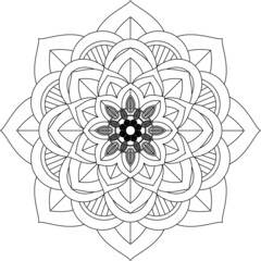 Easy Mandala coloring book simple and basic for beginners, seniors and children. Set of Mehndi flower pattern for Henna drawing and tattoo. Decoration in ethnic oriental, Indian style.