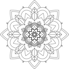 Easy Mandala coloring book simple and basic for beginners, seniors and children. Set of Mehndi flower pattern for Henna drawing and tattoo. Decoration in ethnic oriental, Indian style.