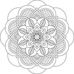 Easy Mandala coloring book simple and basic for beginners, seniors and children. Set of Mehndi flower pattern for Henna drawing and tattoo. Decoration in ethnic oriental, Indian style.