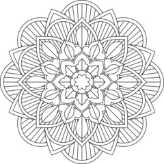 Easy Mandala coloring book simple and basic for beginners, seniors and children. Set of Mehndi flower pattern for Henna drawing and tattoo. Decoration in ethnic oriental, Indian style.