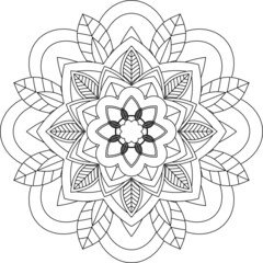 Easy Mandala coloring book simple and basic for beginners, seniors and children. Set of Mehndi flower pattern for Henna drawing and tattoo. Decoration in ethnic oriental, Indian style.