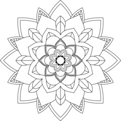Easy Mandala coloring book simple and basic for beginners, seniors and children. Set of Mehndi flower pattern for Henna drawing and tattoo. Decoration in ethnic oriental, Indian style.