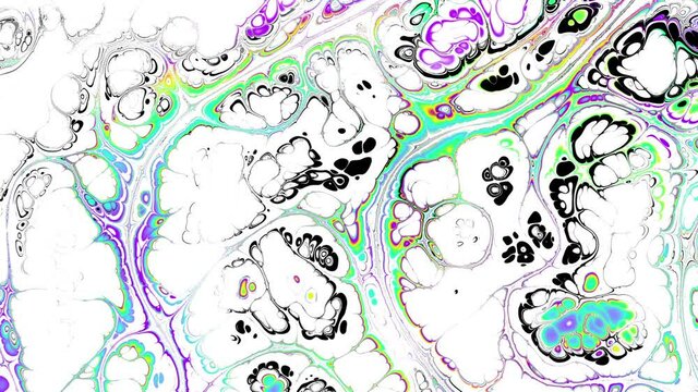 Moving random wavy texture. Psychedelic marbling animation. Looping footage.