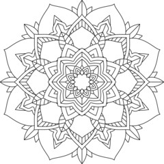 Fototapeta premium Easy Mandala coloring book simple and basic for beginners, seniors and children. Set of Mehndi flower pattern for Henna drawing and tattoo. Decoration in ethnic oriental, Indian style.