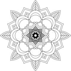 Easy Mandala coloring book simple and basic for beginners, seniors and children. Set of Mehndi flower pattern for Henna drawing and tattoo. Decoration in ethnic oriental, Indian style.