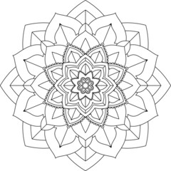 Easy Mandala coloring book simple and basic for beginners, seniors and children. Set of Mehndi flower pattern for Henna drawing and tattoo. Decoration in ethnic oriental, Indian style.