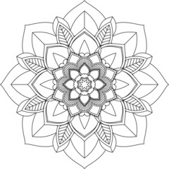 Easy Mandala coloring book simple and basic for beginners, seniors and children. Set of Mehndi flower pattern for Henna drawing and tattoo. Decoration in ethnic oriental, Indian style.