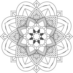 Easy Mandala coloring book simple and basic for beginners, seniors and children. Set of Mehndi flower pattern for Henna drawing and tattoo. Decoration in ethnic oriental, Indian style.