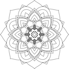 Easy Mandala coloring book simple and basic for beginners, seniors and children. Set of Mehndi flower pattern for Henna drawing and tattoo. Decoration in ethnic oriental, Indian style.