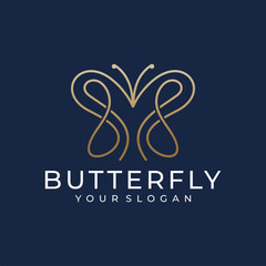 Fototapeta na wymiar Butterfly logo design template with line art