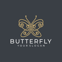 Obraz na płótnie Canvas Butterfly logo design template with line art