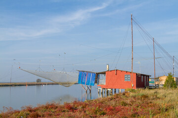 fishing workers po delta regional park comacchio iitaly