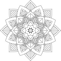 Easy Mandala coloring book simple and basic for beginners, seniors and children. Set of Mehndi flower pattern for Henna drawing and tattoo. Decoration in ethnic oriental, Indian style.