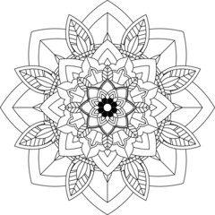 Fototapeta premium Easy Mandala coloring book simple and basic for beginners, seniors and children. Set of Mehndi flower pattern for Henna drawing and tattoo. Decoration in ethnic oriental, Indian style.