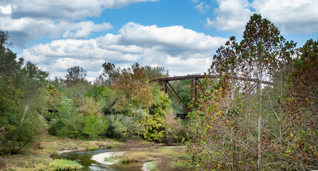 Fototapeta na wymiar Railroad and bridge in Sequoyah County, Oklahoma