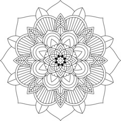 Easy Mandala coloring book simple and basic for beginners, seniors and children. Set of Mehndi flower pattern for Henna drawing and tattoo. Decoration in ethnic oriental, Indian style.