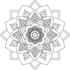 Easy Mandala coloring book simple and basic for beginners, seniors and children. Set of Mehndi flower pattern for Henna drawing and tattoo. Decoration in ethnic oriental, Indian style.