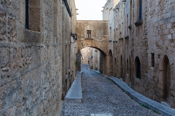 Old town of Rhodes , Greece -25oct-2020 : 
Historical streets of old town Rhodes  Dodecanese, Greece