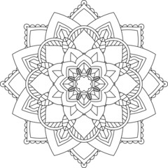 Easy Mandala coloring book simple and basic for beginners, seniors and children. Set of Mehndi flower pattern for Henna drawing and tattoo. Decoration in ethnic oriental, Indian style.