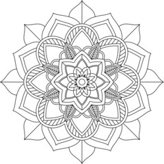Easy Mandala coloring book simple and basic for beginners, seniors and children. Set of Mehndi flower pattern for Henna drawing and tattoo. Decoration in ethnic oriental, Indian style.