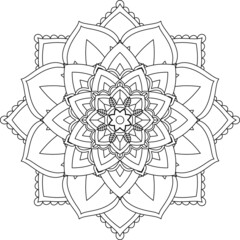 Fototapeta premium Easy Mandala coloring book simple and basic for beginners, seniors and children. Set of Mehndi flower pattern for Henna drawing and tattoo. Decoration in ethnic oriental, Indian style.