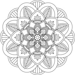 Easy Mandala coloring book simple and basic for beginners, seniors and children. Set of Mehndi flower pattern for Henna drawing and tattoo. Decoration in ethnic oriental, Indian style.