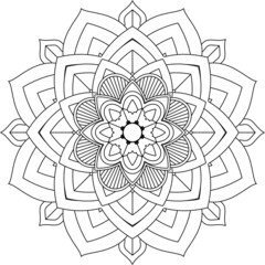 Easy Mandala coloring book simple and basic for beginners, seniors and children. Set of Mehndi flower pattern for Henna drawing and tattoo. Decoration in ethnic oriental, Indian style.