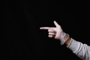 hands in medical rubber gloves