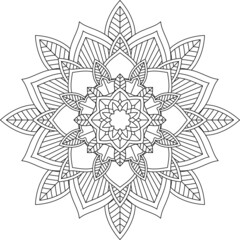 Fototapeta premium Easy Mandala coloring book simple and basic for beginners, seniors and children. Set of Mehndi flower pattern for Henna drawing and tattoo. Decoration in ethnic oriental, Indian style.