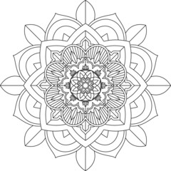 Easy Mandala coloring book simple and basic for beginners, seniors and children. Set of Mehndi flower pattern for Henna drawing and tattoo. Decoration in ethnic oriental, Indian style.