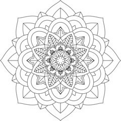Easy Mandala coloring book simple and basic for beginners, seniors and children. Set of Mehndi flower pattern for Henna drawing and tattoo. Decoration in ethnic oriental, Indian style.