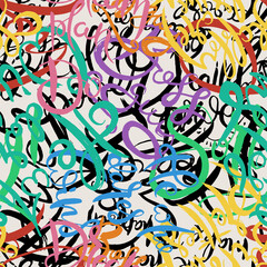 Graffiti background seamless pattern. Hand style tagging