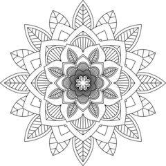 Easy Mandala coloring book simple and basic for beginners, seniors and children. Set of Mehndi flower pattern for Henna drawing and tattoo. Decoration in ethnic oriental, Indian style.