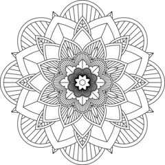 Easy Mandala coloring book simple and basic for beginners, seniors and children. Set of Mehndi flower pattern for Henna drawing and tattoo. Decoration in ethnic oriental, Indian style.
