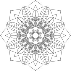 Easy Mandala coloring book simple and basic for beginners, seniors and children. Set of Mehndi flower pattern for Henna drawing and tattoo. Decoration in ethnic oriental, Indian style.